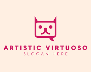 Pink Cat Messaging App logo design