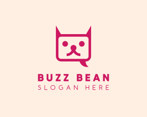 Pink Cat Messaging App logo design