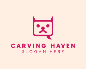 Pink Cat Messaging App logo design