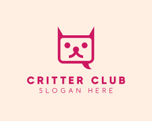 Pink Cat Messaging App logo design