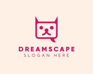 Pink Cat Messaging App logo design