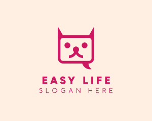 Pink Cat Messaging App logo design