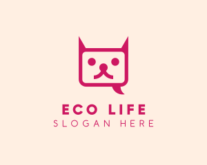 Pink Cat Messaging App logo design