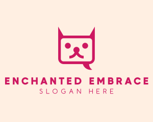 Pink Cat Messaging App logo design