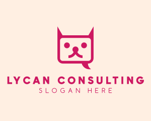 Pink Cat Messaging App logo design