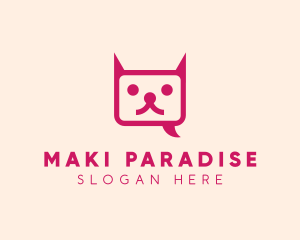 Pink Cat Messaging App logo design