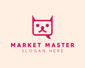 Pink Cat Messaging App logo design