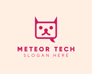 Pink Cat Messaging App logo design