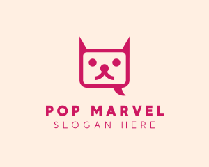 Pink Cat Messaging App logo design