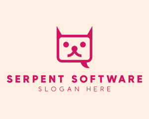 Pink Cat Messaging App logo design