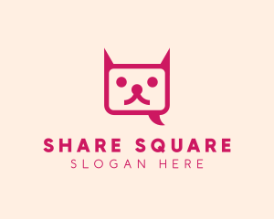 Pink Cat Messaging App logo design