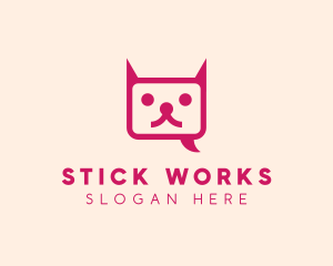 Pink Cat Messaging App logo design