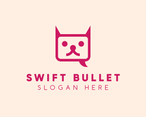 Pink Cat Messaging App logo design