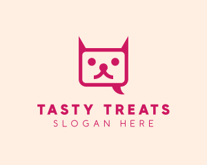 Pink Cat Messaging App logo design