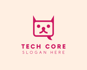 Pink Cat Messaging App logo design