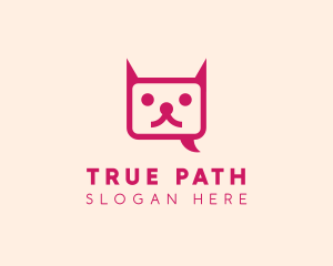 Pink Cat Messaging App logo design