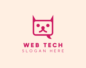 Pink Cat Messaging App logo design