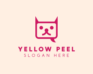 Pink Cat Messaging App logo design