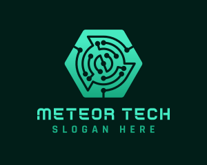 Hexagon Tech Circuit logo design