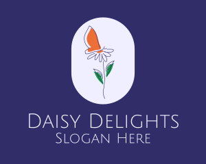 Daisy Flower Butterfly  logo