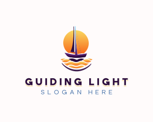 Sunset Sailing Boat logo design