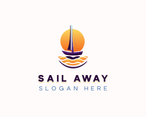 Sunset Sailing Boat logo design