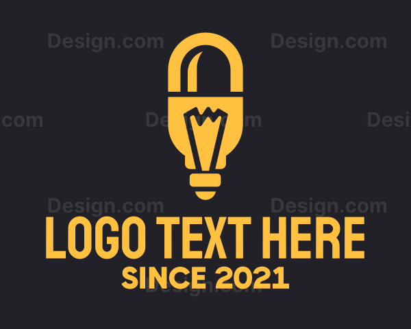 Yellow Light Bulb Pill Logo