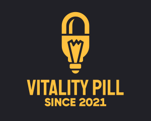 Yellow Light Bulb Pill logo design