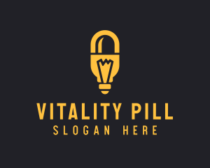 Pharmacy Light Bulb Pill logo design