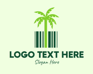 Green Coconut Tree Barcode logo
