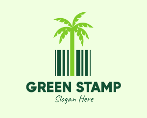 Green Coconut Tree Barcode logo design