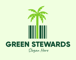 Green Coconut Tree Barcode logo design