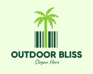 Green Coconut Tree Barcode logo design