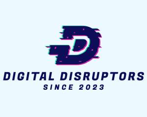 Digital Glitch Letter D logo design