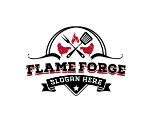 Flame Chicken Grilled  logo design