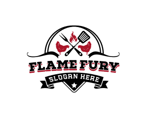 Flame Chicken Grilled  logo design