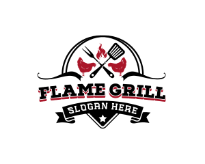 Flame Chicken Grilled  logo design