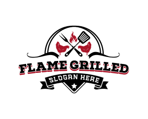 Flame Chicken Grilled  logo design