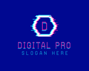 Digital Glitch Pixel logo design