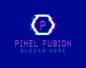 Digital Glitch Pixel logo design