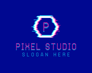 Digital Glitch Pixel logo design