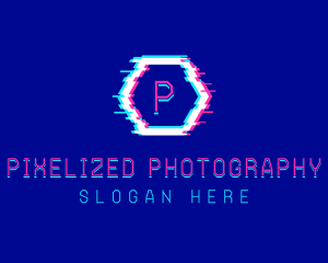 Digital Glitch Pixel logo design