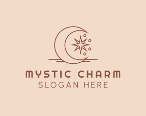 Mystic Crescent Moon Star  logo design