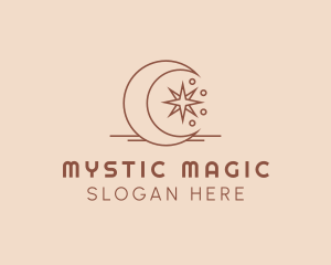 Mystic Crescent Moon Star  logo design