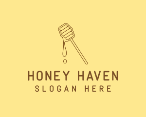 Brown Organic Honey Dipper logo design