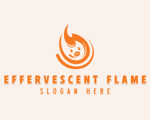 Pig Flaming BBQ  logo design