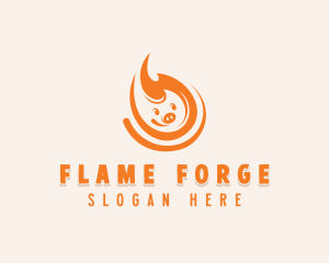 Pig Flaming BBQ  logo design