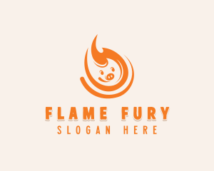 Pig Flaming BBQ  logo design