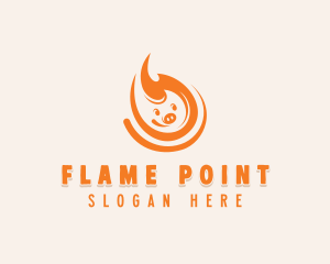 Pig Flaming BBQ  logo design