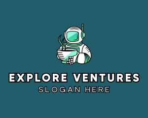 Astronaut Coffee Explorer logo design